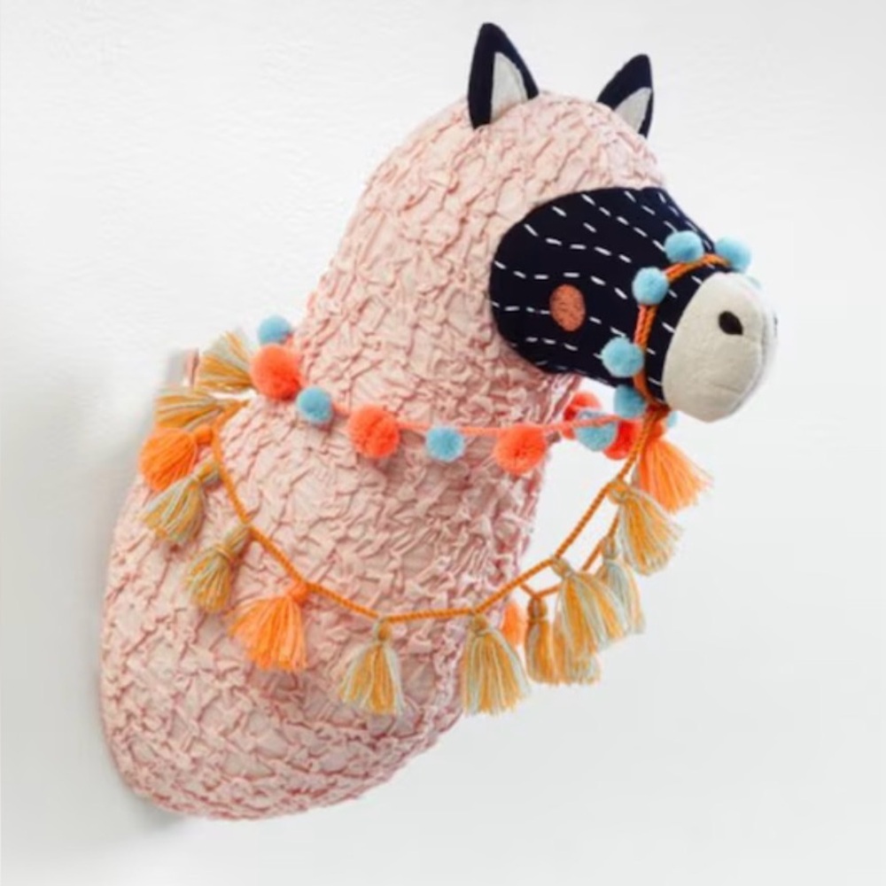 Crate and Barrel Curious Llama Head Wall Decor